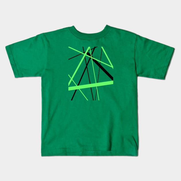 Criss Crossed Lime and Black Stripes Kids T-Shirt by taiche